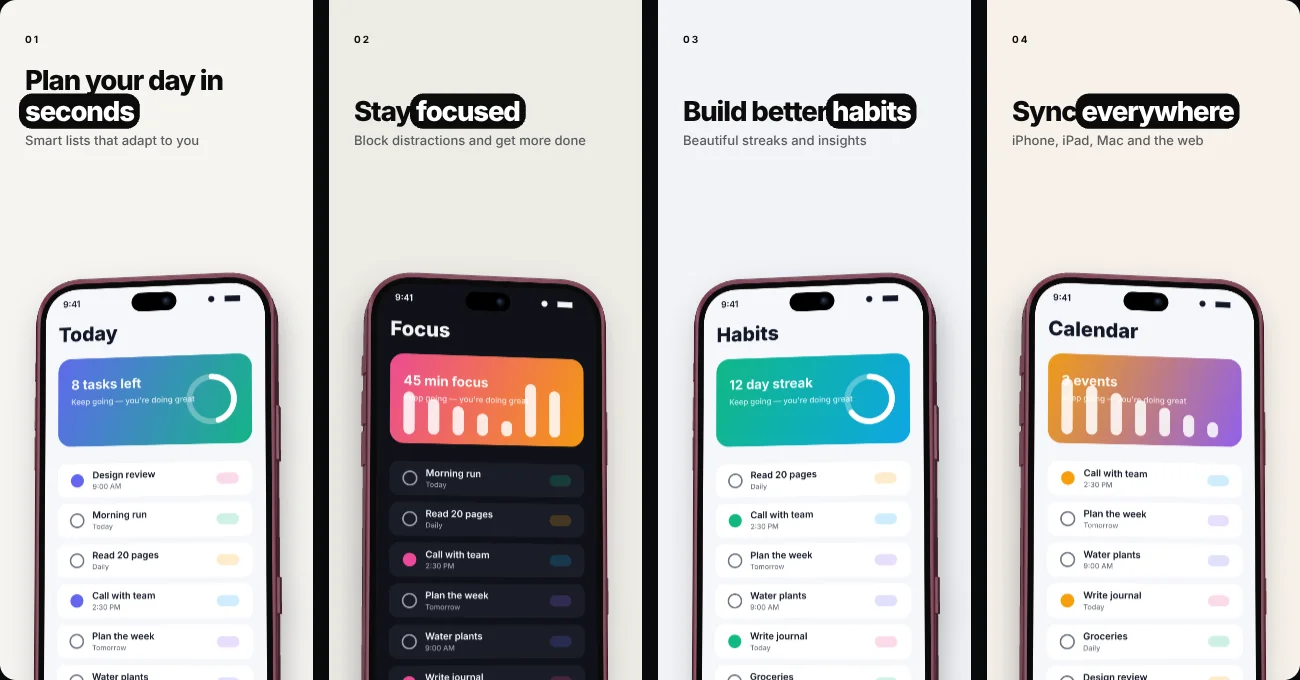 clean mono App Store screenshot template